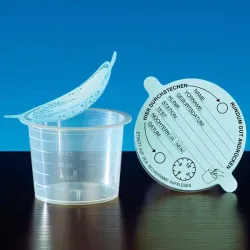 Urinebeker met zelfklevend deksel 120 ml
